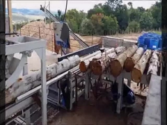 円形の丸太の材木の裂け目は自動インバーター木工業の裂け目の鋸機械を見た